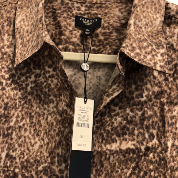 Talbots Ladies Animal print button down shirt Size 16 petite - Picture 2 of 8